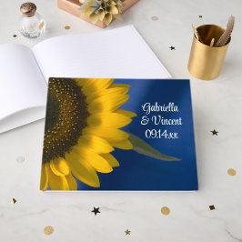 Gelbe Sonnenblume auf Blauer Hochzeit Gästebuch