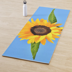 Gelbe Sonnenblume auf Blue Sky Yoga Mat Yogamatte