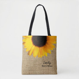 Gelbe Sonnenblume auf Burlap Wedding Party Tasche