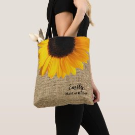 Gelbe Sonnenblume auf Burlap Wedding Party Tasche