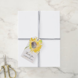 Gelbe Sonnenblume auf der Hochzeit mit weißem Wass Geschenkanhänger