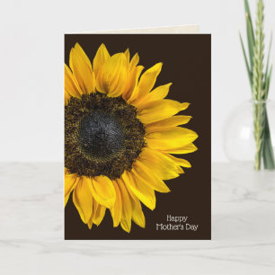 Gelbe Sonnenblume auf dunkelbraun für Mama Karte