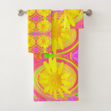Gelbe Sonnenblume auf einem psychedelischen Swirl