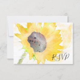 Gelbe Sonnenblume auf einer RSVP-Hochzeit mit weiß RSVP Karte