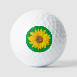 Gelbe Sonnenblume auf hellgrün Golfball