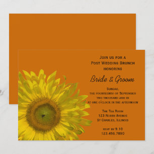 Gelbe Sonnenblume auf orangefarbener Hochzeitsbrun Einladung
