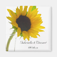 Gelbe Sonnenblume auf weißer Save the Date Hochzei