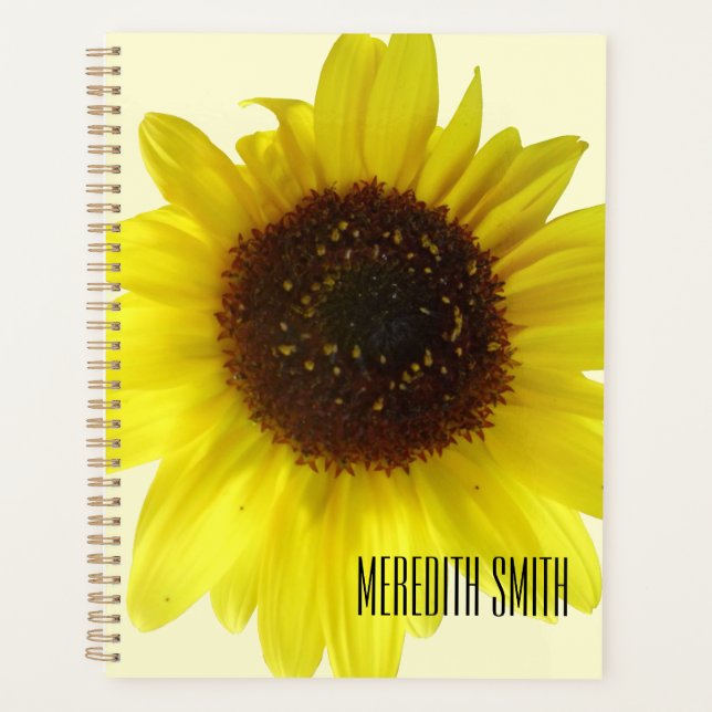 Gelbe Sonnenblume Benutzerdefinierter Name Planer (Vorderseite)