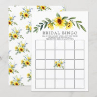 Gelbe Sonnenblume BINGO Brautparty Game