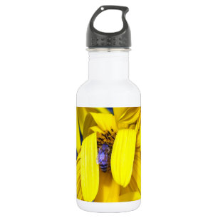 Gelbe Sonnenblume, Blaue Biene Edelstahlflasche