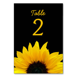 Gelbe Sonnenblume Blume Schwarze Hochzeit Tischnummer