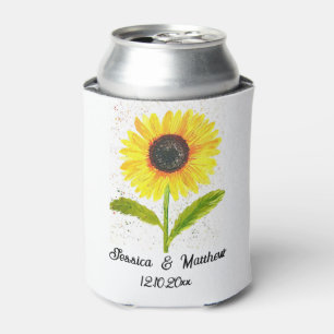 Gelbe Sonnenblume Blumenwelt Wasserfarben Hochzeit Dosenkühler