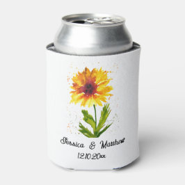 Gelbe Sonnenblume Blumenwelt Wasserfarben Hochzeit Dosenkühler
