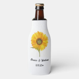 Gelbe Sonnenblume Blumenwelt Wasserfarben Hochzeit Flaschenkühler