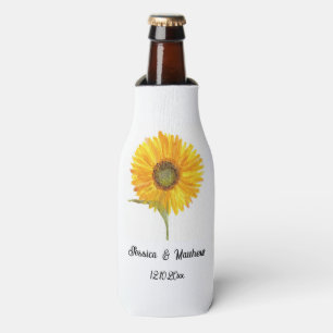 Gelbe Sonnenblume Blumenwelt Wasserfarben Hochzeit Flaschenkühler