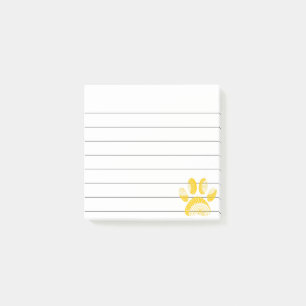 Gelbe Sonnenblume Dog Paw Print Lined 3x3 Post-it Klebezettel