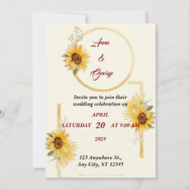 Gelbe Sonnenblume Elegante Hochzeit Einladung