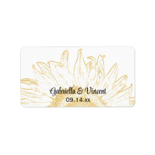 Gelbe Sonnenblume Grafische Hochzeit Adressaufkleber