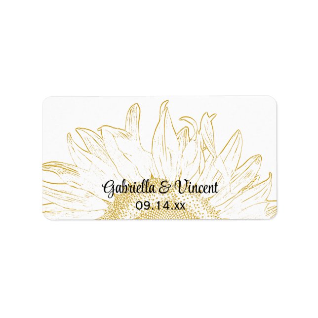 Gelbe Sonnenblume Grafische Hochzeit Adressaufkleber (Vorne)