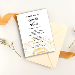 Gelbe Sonnenblume Grafische Hochzeit Einladung