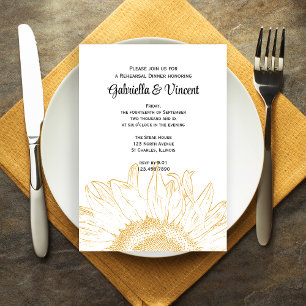 Gelbe Sonnenblume Grafische Hochzeit-Probe Abendes Einladung