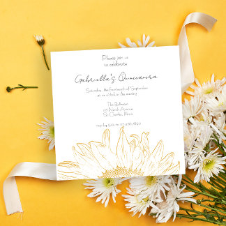 Gelbe Sonnenblume Grafisches Quinceanera-Party Einladung