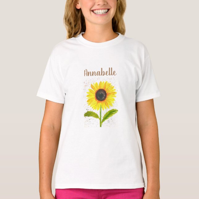 Gelbe Sonnenblume gürmisch Personalisierte Blütenb T-Shirt (Vorderseite)