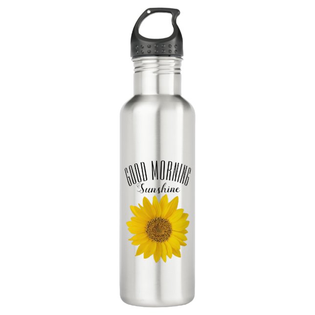 Gelbe Sonnenblume Guten Morgen Sonnenschein Edelstahlflasche (Vorderseite)