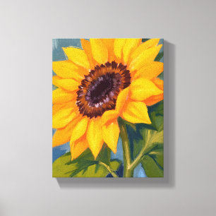 Gelbe Sonnenblume Helle Wasserfarbe Floral Leinwanddruck