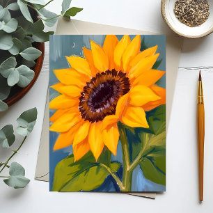 Gelbe Sonnenblume Helle Wasserfarbe Floral Postkarte