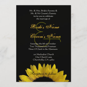 Gelbe Sonnenblume Hochzeit Premium Metallic Einladung