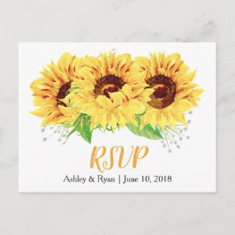 Gelbe Sonnenblume Hochzeit RSVP Postkarte