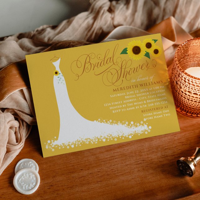 Gelbe Sonnenblume Hochzeitliches Brautparty Einladung (Von Creator hochgeladen)