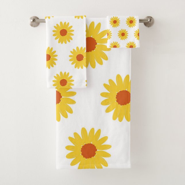 Gelbe Sonnenblume Hübsch Retro Y2K Muster Badhandtuch Set (Insitu)