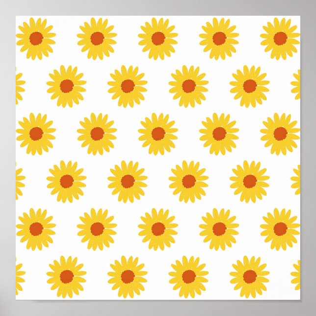 Gelbe Sonnenblume Hübsch Retro Y2K Muster Poster (Vorne)