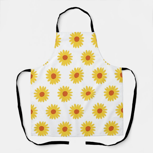 Gelbe Sonnenblume Hübsch Retro Y2K Muster Schürze (Vorderseite)