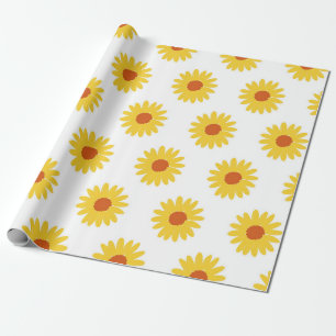Gelbe Sonnenblume Hübsches Retro Y2K Muster Geschenkpapier