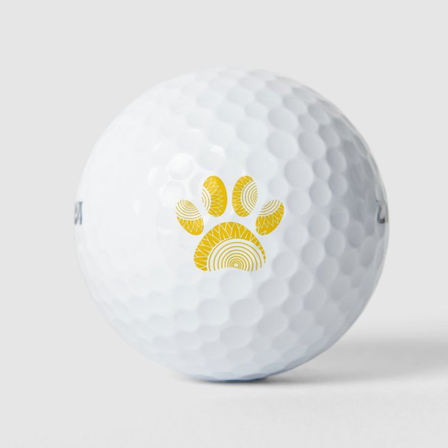 Gelbe Sonnenblume Hundepfau drucken Golfball (Vorderseite)