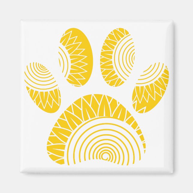 Gelbe Sonnenblume Hundepfau drucken Magnet (Vorne)