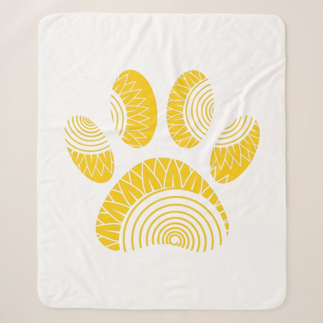 Gelbe Sonnenblume Hundepfau drucken Sherpadecke (Vorderseite)