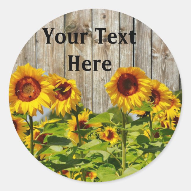 Gelbe Sonnenblume Ihr Text rund Aufkleber, glänzen Runder Aufkleber (Vorderseite)