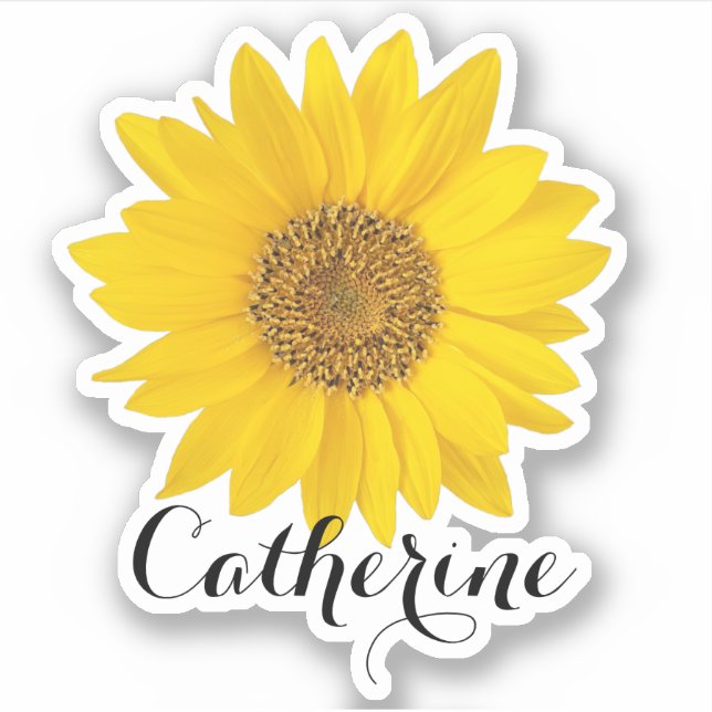 Gelbe Sonnenblume Individuelle Name Kontrastklemme Aufkleber (Vorderseite)