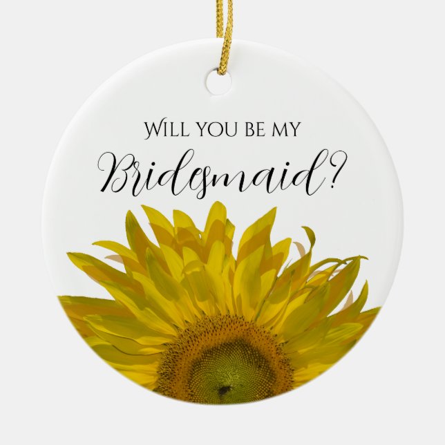 Gelbe Sonnenblume ist meine Brautjungfrau Keramik Ornament (Vorne)