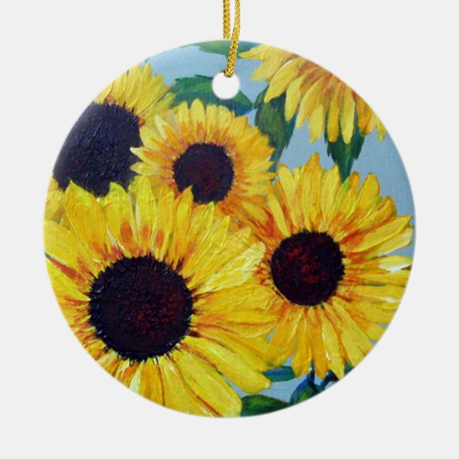 Gelbe Sonnenblume Keramik Ornament (Vorne)