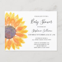 Gelbe Sonnenblume Kinderdusche Einladung Postkarte