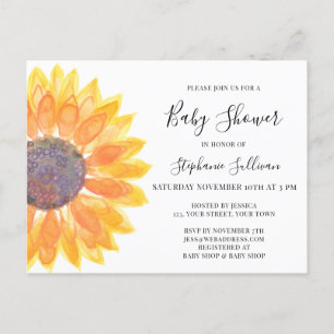 Gelbe Sonnenblume Kinderdusche Einladung Postkarte