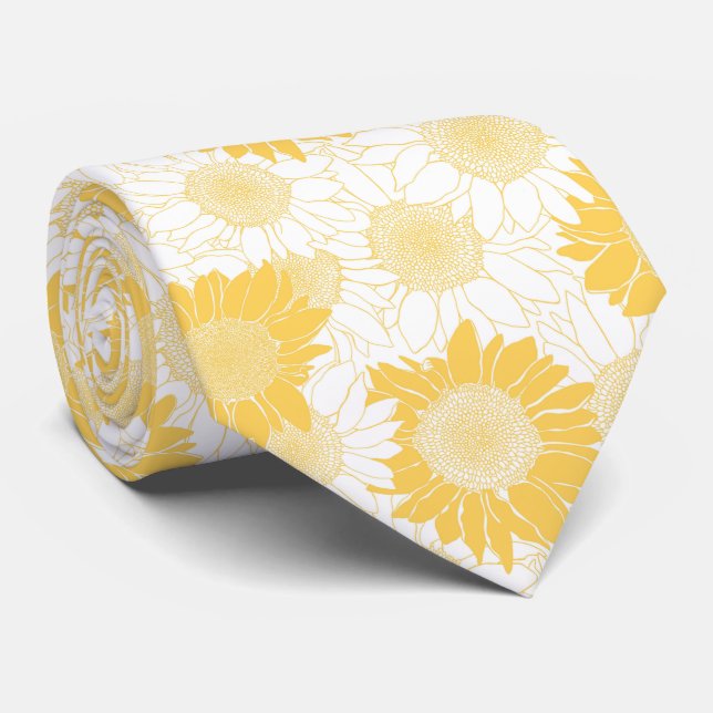 Gelbe Sonnenblume Krawatte (Gerollt)