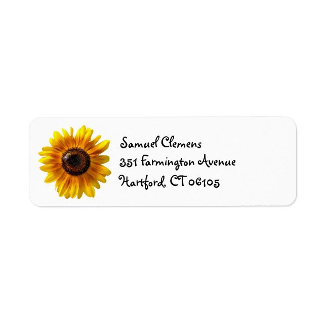 Gelbe Sonnenblume mit Bee-Address-Label (Vorne)