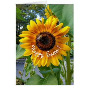 Gelbe Sonnenblume mit Bienenkarte