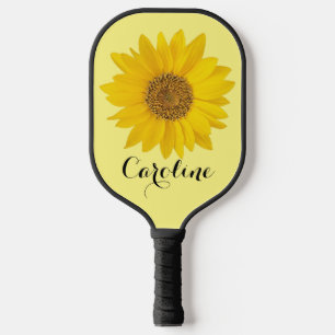 Gelbe Sonnenblume mit Individuelle Name Pickleball Schläger